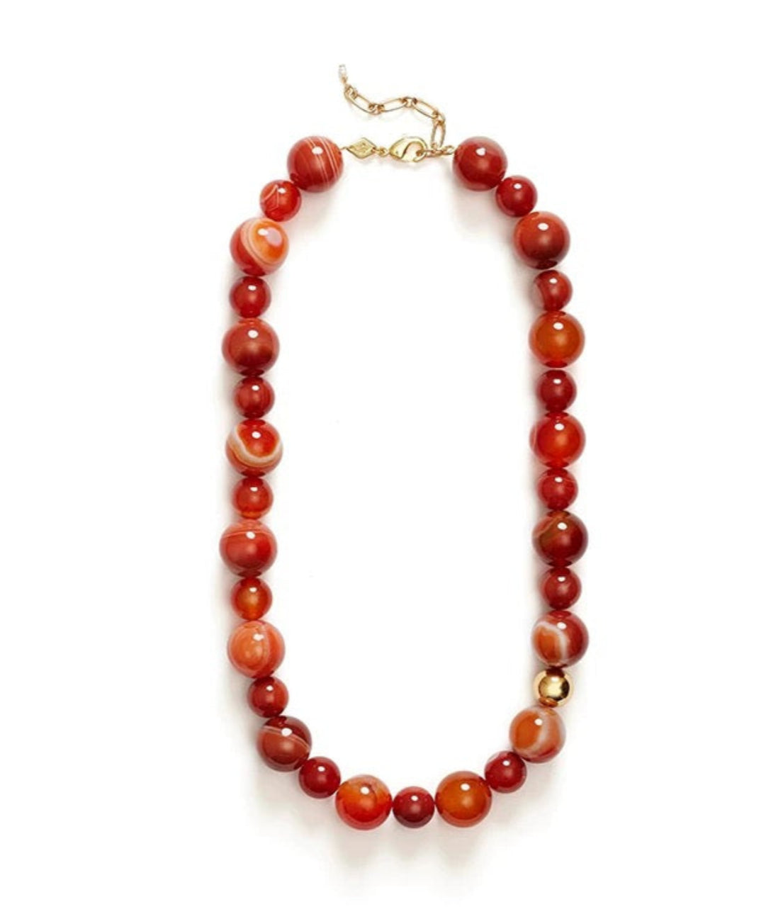 Primary Red Agate Round Beaded Necklace gembea jewelry