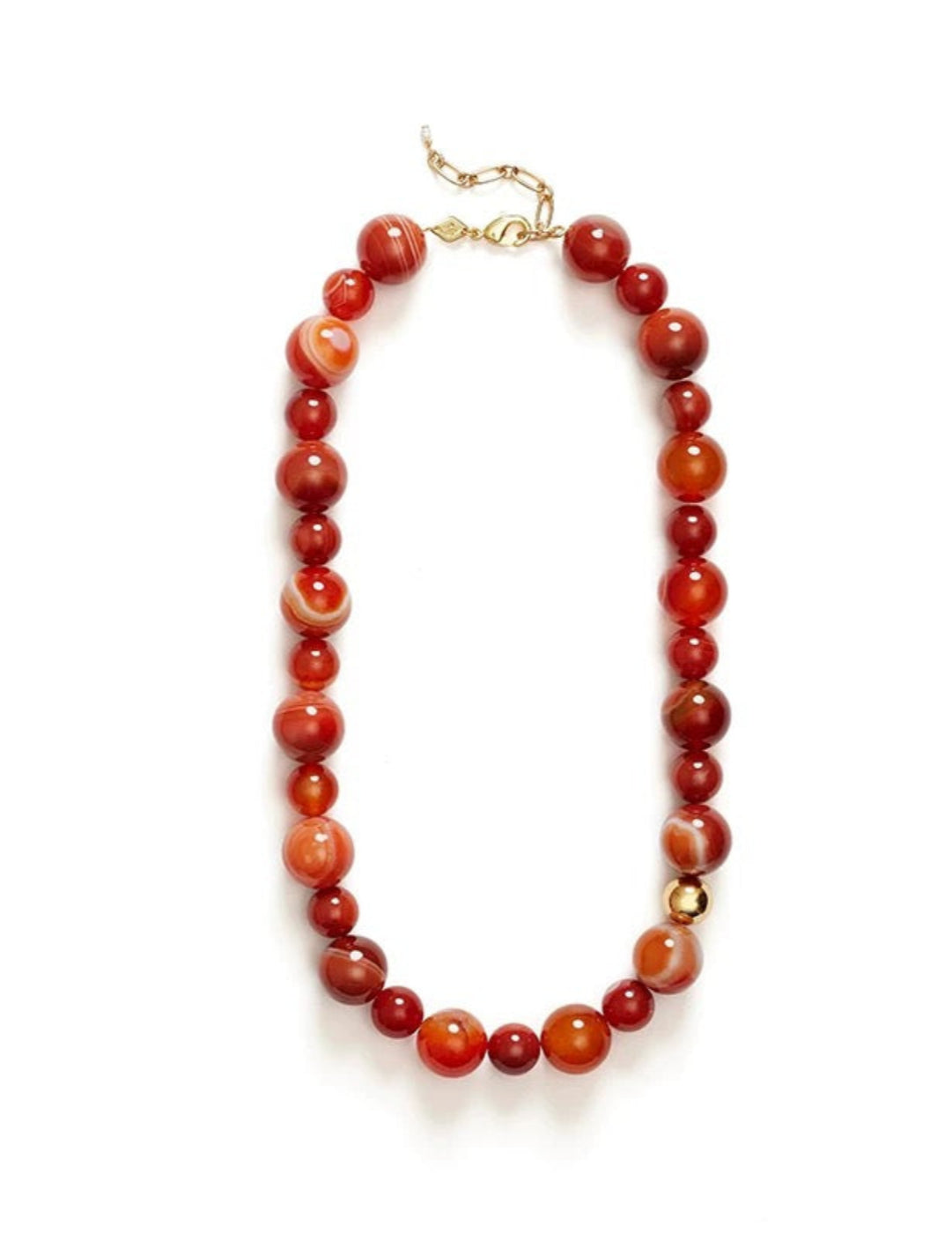 Primary Red Agate Round Beaded Necklace gembea jewelry