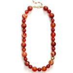 Primary Red Agate Round Beaded Necklace gembea jewelry