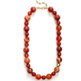 Primary Red Agate Round Beaded Necklace gembea jewelry