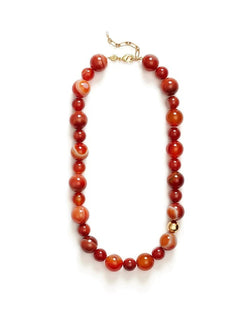 Primary Red Agate Round Beaded Necklace gembea jewelry