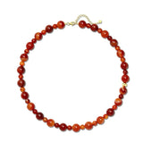 Primary Red Agate Round Beaded Necklace gembea jewelry