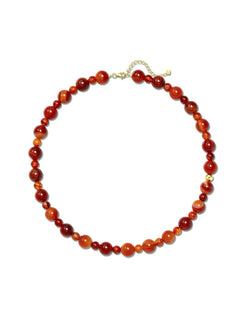 Primary Red Agate Round Beaded Necklace gembea jewelry