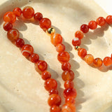 Primary Red Agate Round Beaded Necklace - Gembea Jewelry