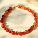 Primary Red Agate Round Beaded Necklace - Gembea Jewelry