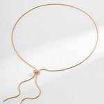 Pull Adjustable Long Chain Zircon Necklace - Gembea Jewelry