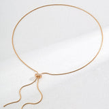 Pull Adjustable Long Chain Zircon Necklace - Gembea Jewelry