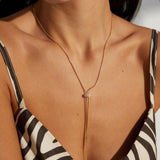 Pull Adjustable Long Chain Zircon Necklace - Gembea Jewelry