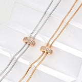 Pull Adjustable Long Chain Zircon Necklace - Gembea Jewelry