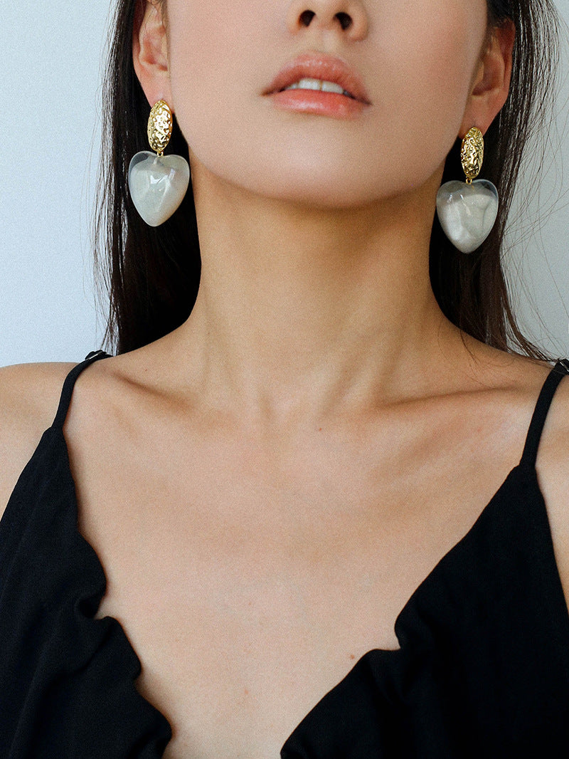 Pure Heart Statement Resin Drop Earrings gembea jewelry