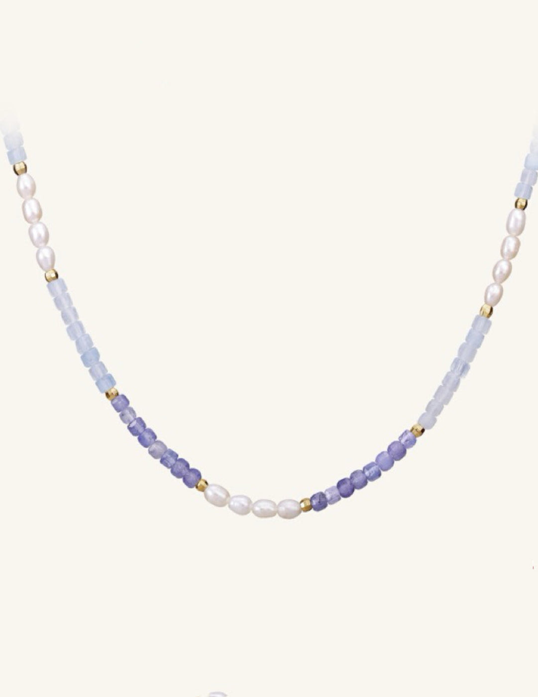 Purple Agate Aquamarine Stone Beaded Necklace gembea jewelry