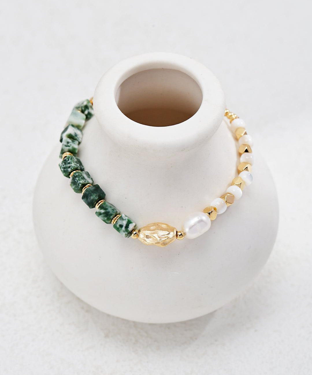 Qinghai Jade Gemstone and Pearl Bracelets - Gembea Jewelry