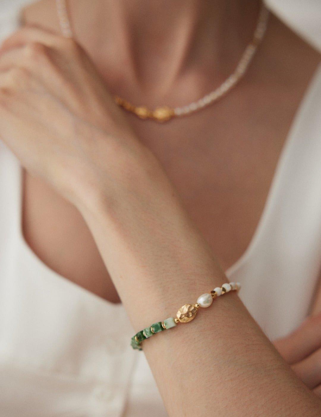 Qinghai Jade Gemstone and Pearl Bracelets - Gembea Jewelry