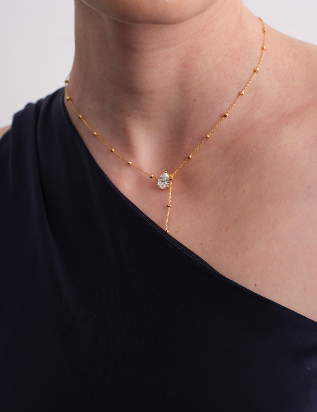 Rain Drop Lab-grown Diamond Gold Chain Necklace gembea jewelry