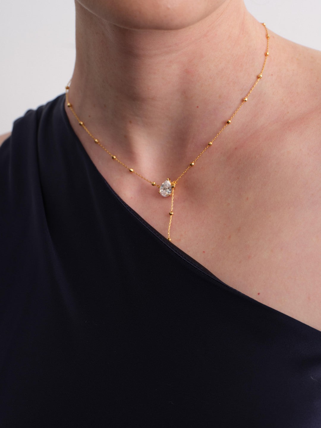 Rain Drop Lab-grown Diamond Gold Chain Necklace gembea jewelry