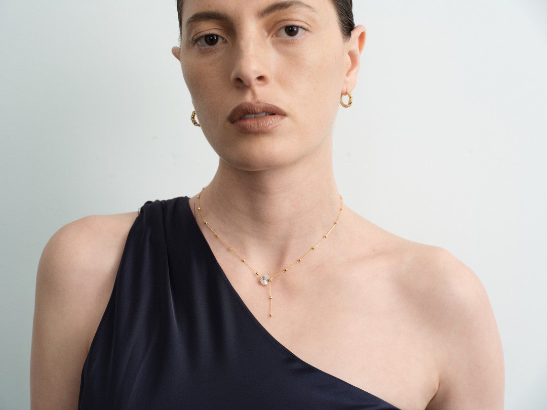 Rain Drop Lab-grown Diamond Gold Chain Necklace gembea jewelry