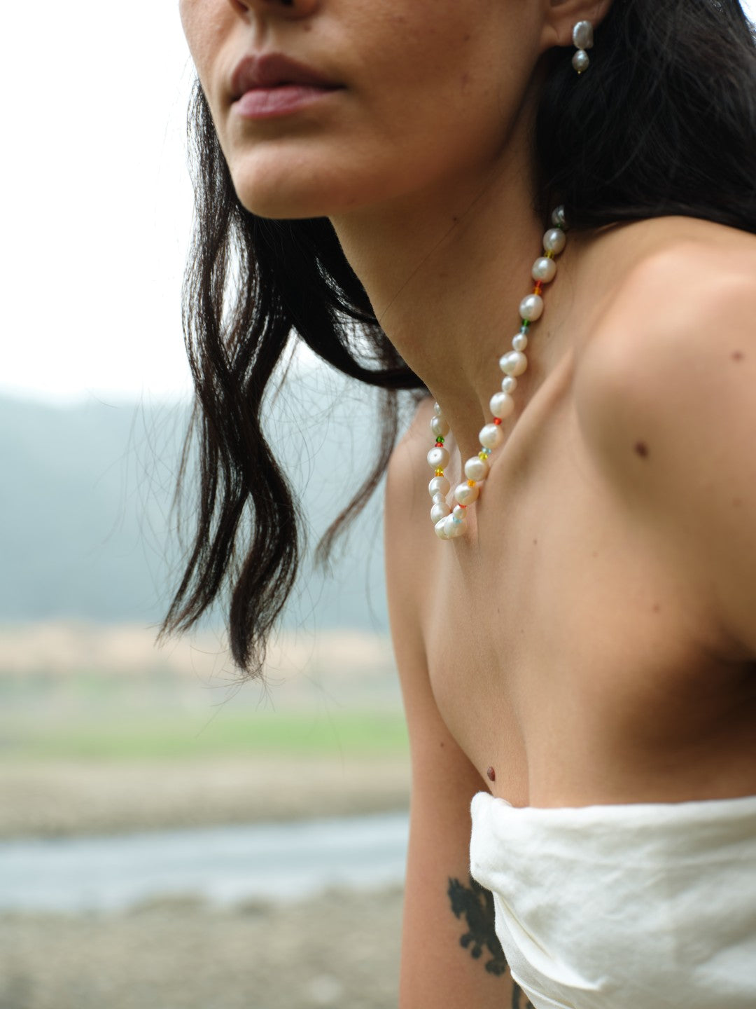 Rainbow Petal Colorful Beads Baroque Pearl Necklace gembea jewelry