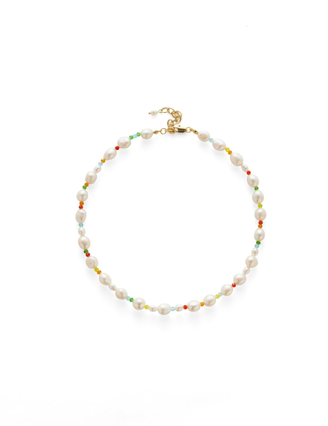 Rainbow Petal Colorful Beads Baroque Pearl Necklace gembea jewelry