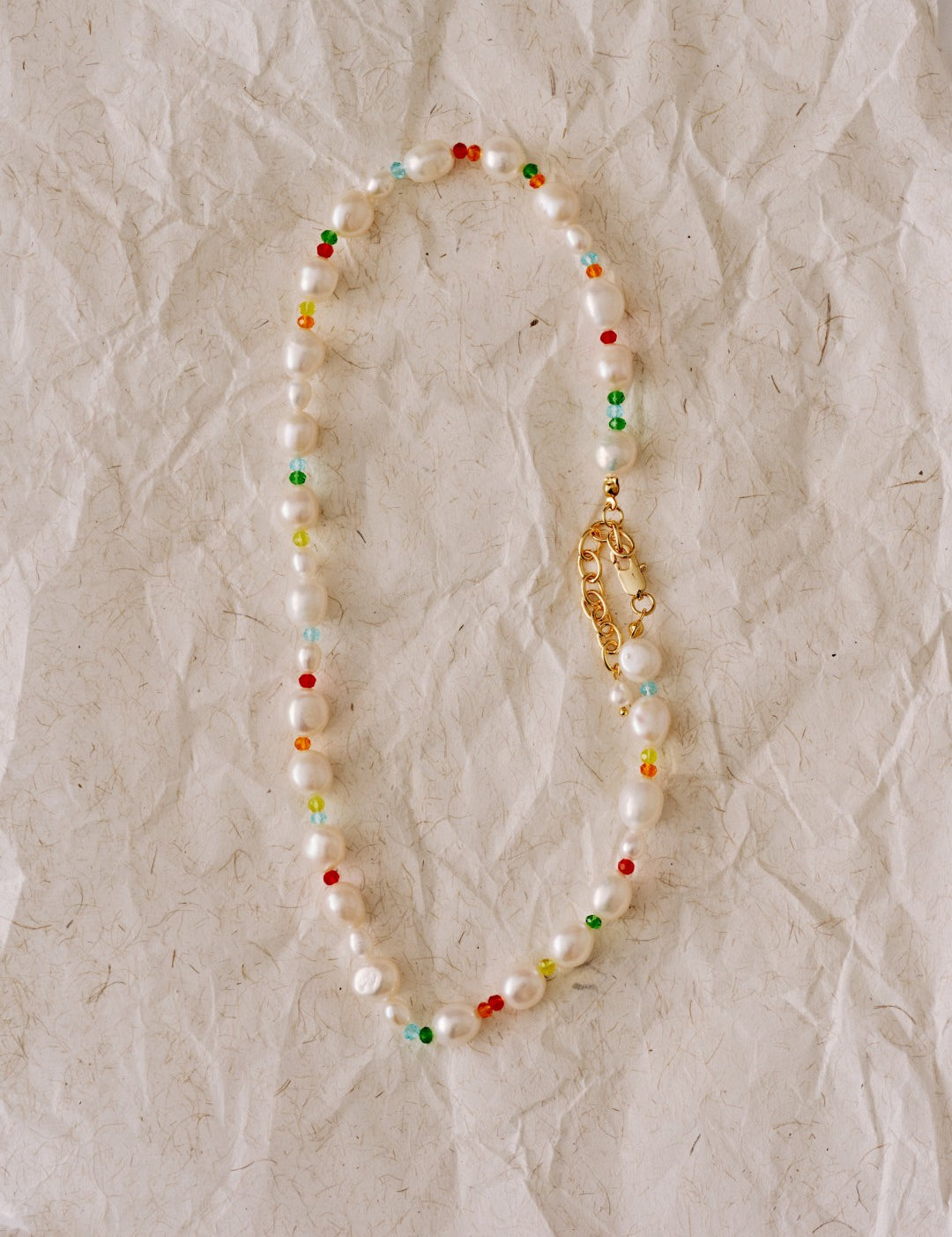 Rainbow Petal Colorful Beads Baroque Pearl Necklace gembea jewelry