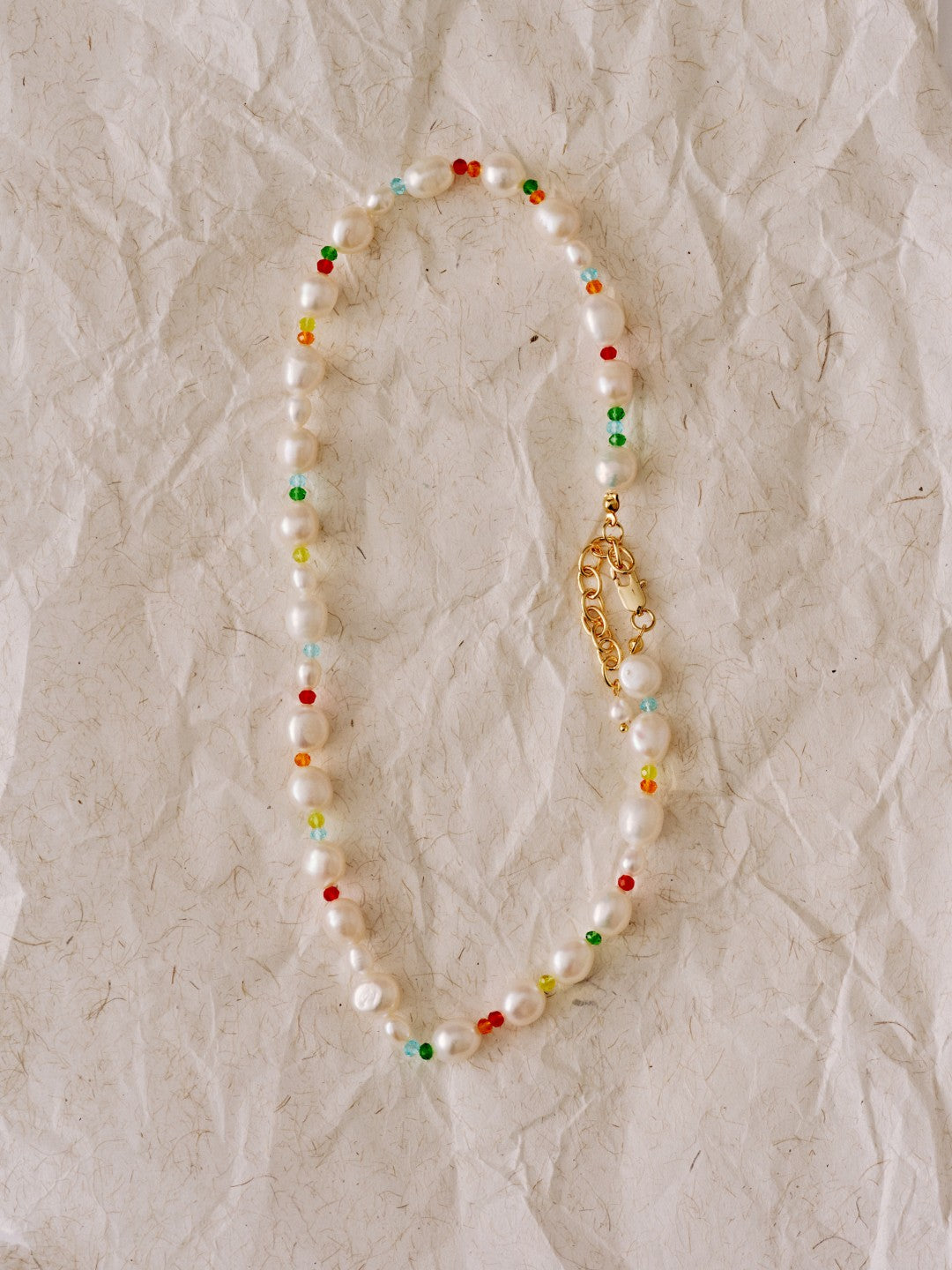 Rainbow Petal Colorful Beads Baroque Pearl Necklace gembea jewelry