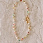 Rainbow Petal Colorful Beads Baroque Pearl Necklace gembea jewelry