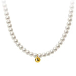 Real Pearl Beaded Choker Necklace with Golden Beans gembea jewelry