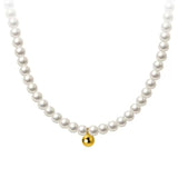 Real Pearl Beaded Choker Necklace with Golden Beans gembea jewelry