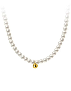 Real Pearl Beaded Choker Necklace with Golden Beans gembea jewelry