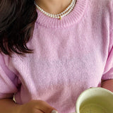 Real Pearl Beaded Choker Necklace with Golden Beans gembea jewelry
