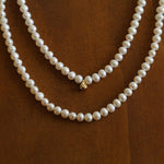 Real Pearl Beaded Choker Necklace with Golden Beans gembea jewelry