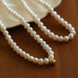 Real Pearl Beaded Choker Necklace with Golden Beans gembea jewelry
