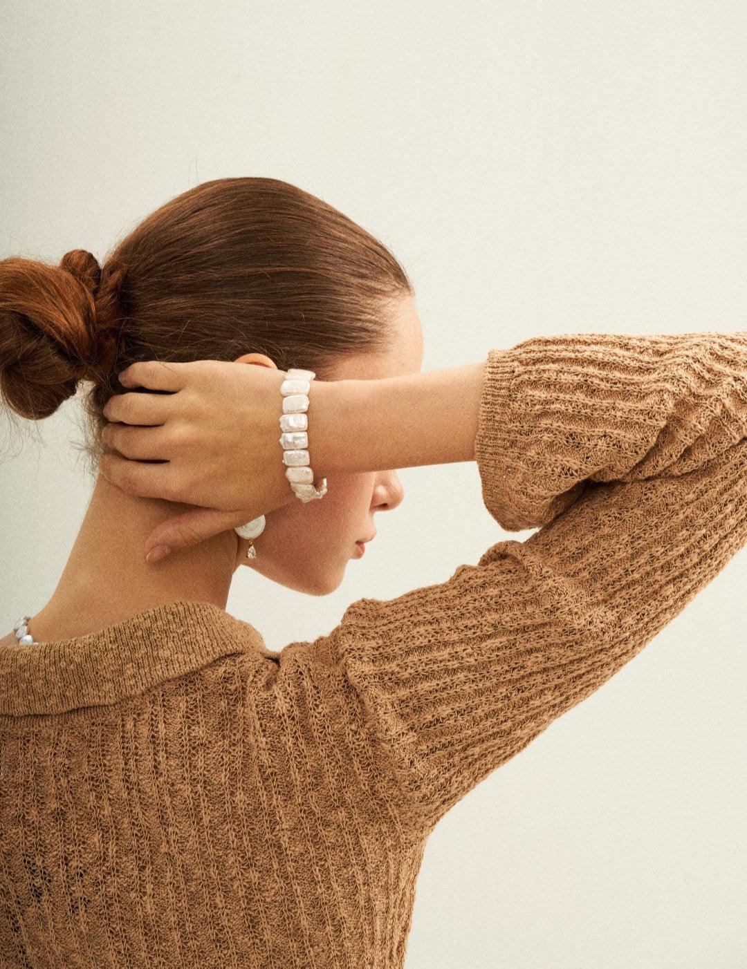 Rectangular Baroque Pearl Bracelet - Gembea Jewelry