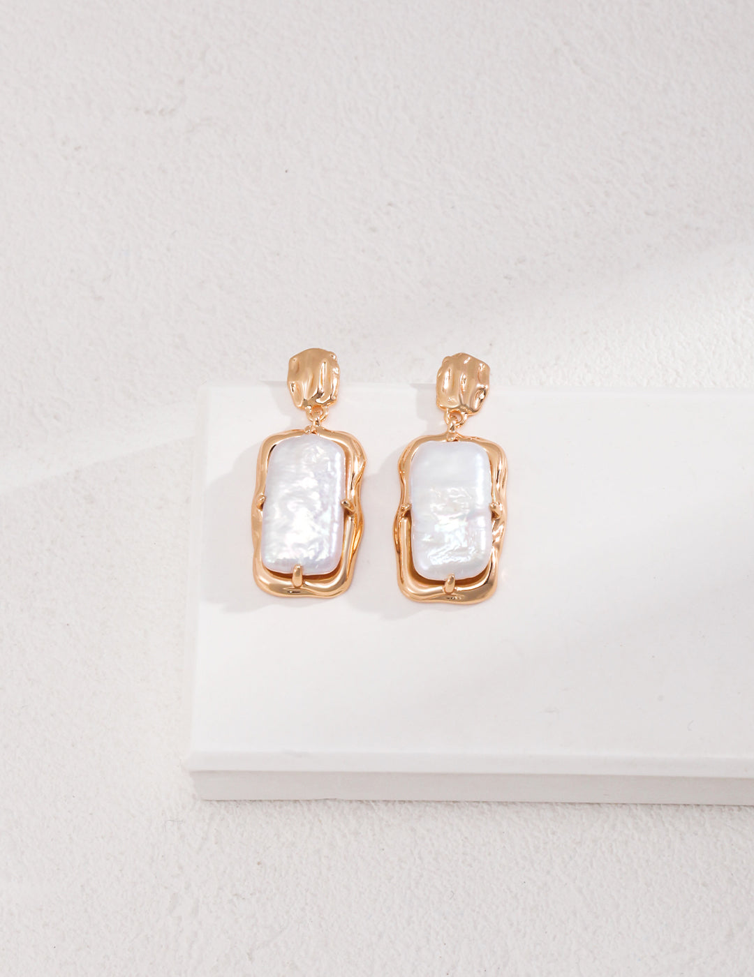 Gembea Jewelry Rectangular Baroque Pearl Drop Earrings