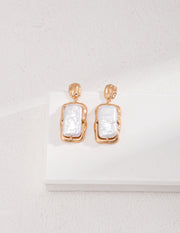 Gembea Jewelry Rectangular Baroque Pearl Drop Earrings