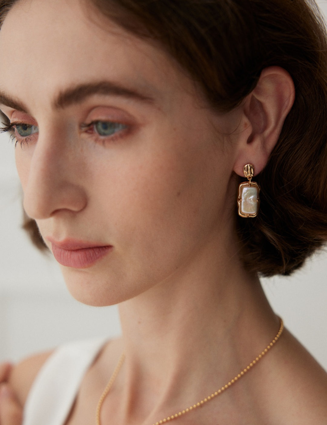 Gembea Jewelry Rectangular Baroque Pearl Drop Earrings