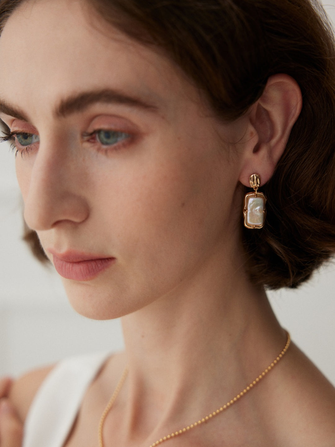Gembea Jewelry Rectangular Baroque Pearl Drop Earrings