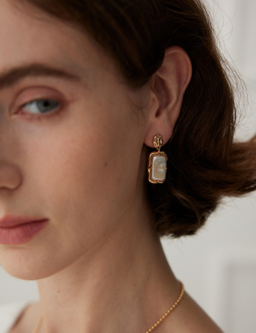 Gembea Jewelry Rectangular Baroque Pearl Drop Earrings