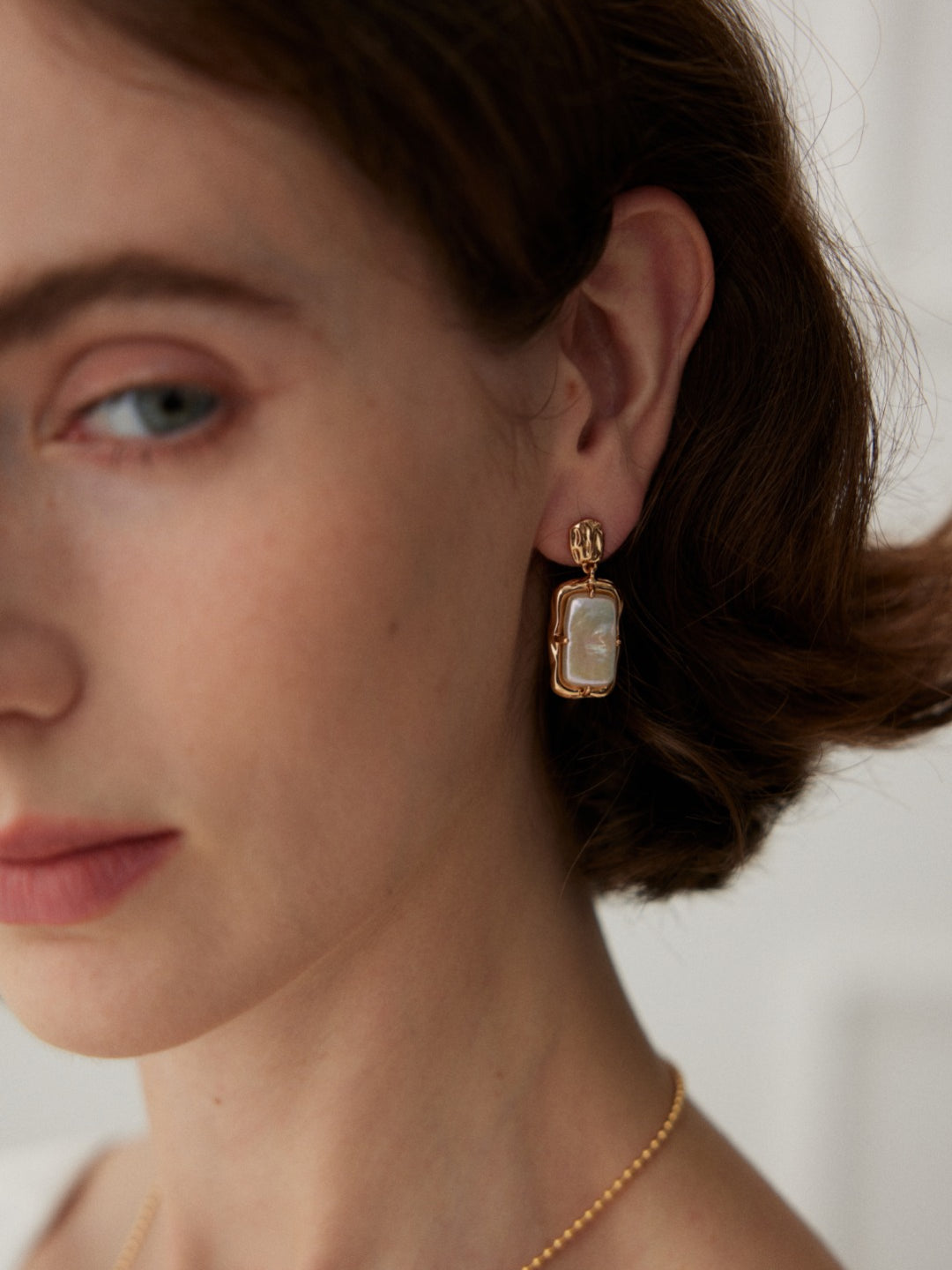 Gembea Jewelry Rectangular Baroque Pearl Drop Earrings