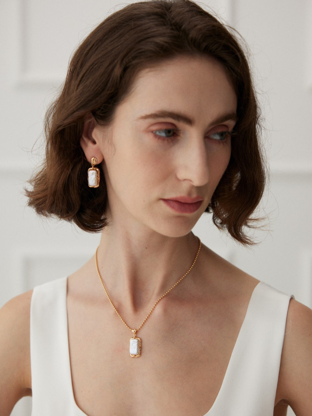 Gembea Jewelry Rectangular Baroque Pearl Drop Earrings