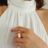 Rectangular Baroque Pearl Open Ring-Gembea Jewelry