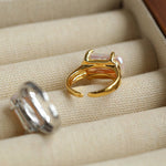 Rectangular Baroque Pearl Open Ring-Gembea Jewelry