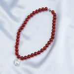 Red Agate Baroque Pearl Pendant Necklace - Gembea Jewelry