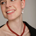 Gembea Jewelry Red Agate Baroque Pearl Pendant Necklace
