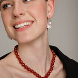 Gembea Jewelry Red Agate Baroque Pearl Pendant Necklace