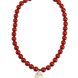 Red Agate Baroque Pearl Pendant Necklace gembea jewelry