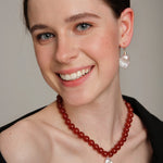 Gembea Jewelry Red Agate Baroque Pearl Pendant Necklace