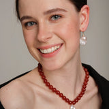 Gembea Jewelry Red Agate Baroque Pearl Pendant Necklace
