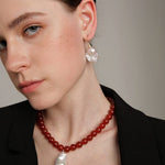 Gembea Jewelry Red Agate Baroque Pearl Pendant Necklace