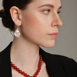 Gembea Jewelry Red Agate Baroque Pearl Pendant Necklace