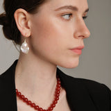 Gembea Jewelry Red Agate Baroque Pearl Pendant Necklace